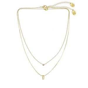 NWT Goldtone Initial Letter "D" Necklace Set for Women, 2 Piece Set
